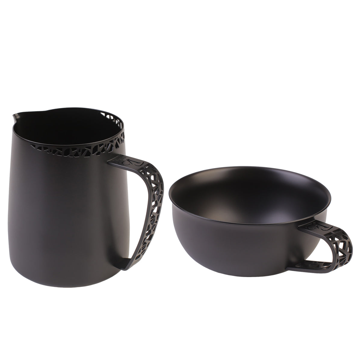Hollow Pitcher 450ML Matte Black VS001 Round Spout Style+240ML Cup Set